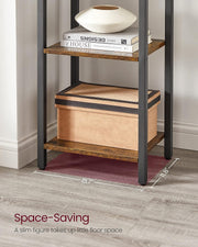 Small 6-Tier Industrial Bookshelf, Rustic Brown, Black V178-62384