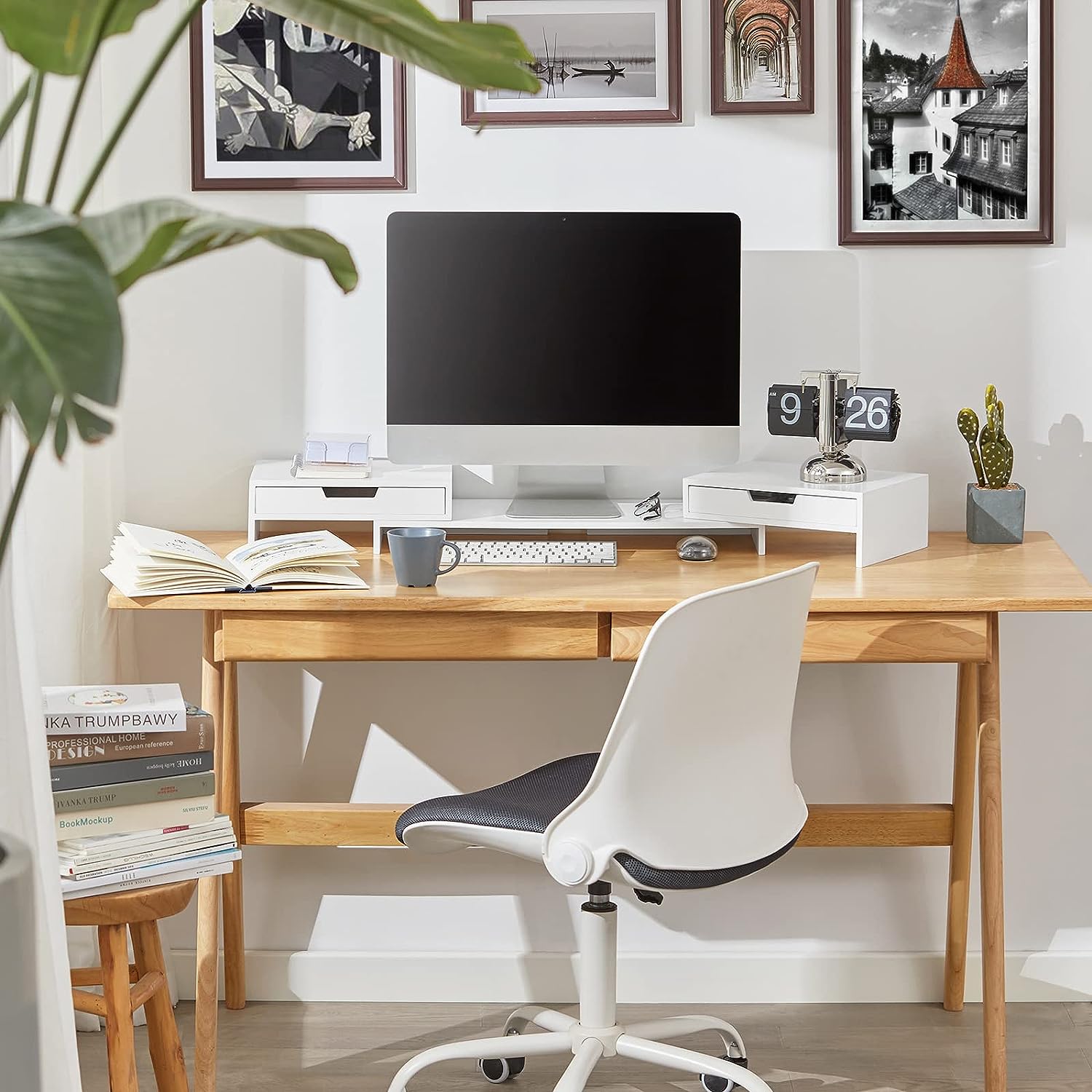 White Monitor Stand with Drawers V178-63284