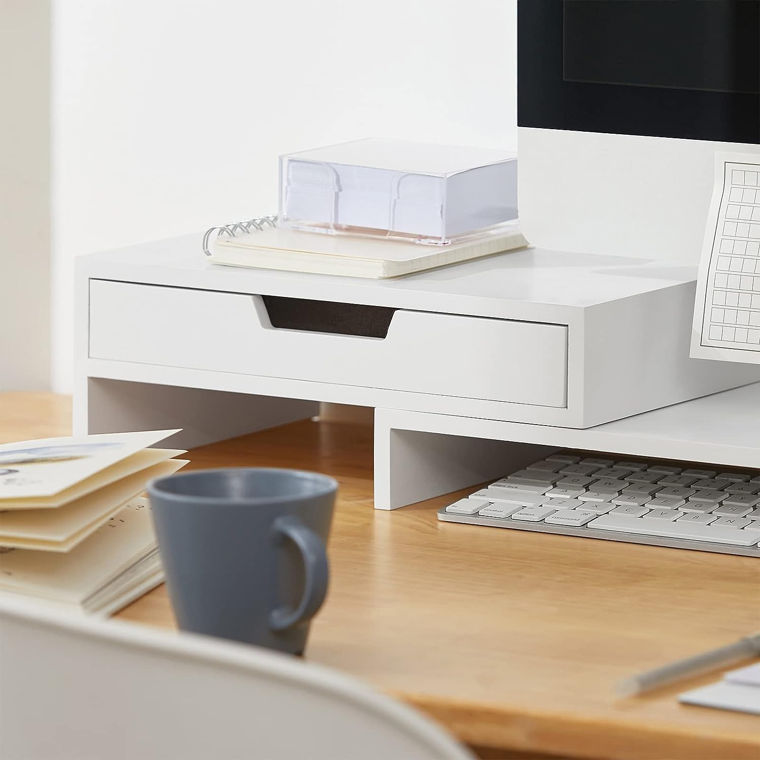 White Monitor Stand with Drawers V178-63284