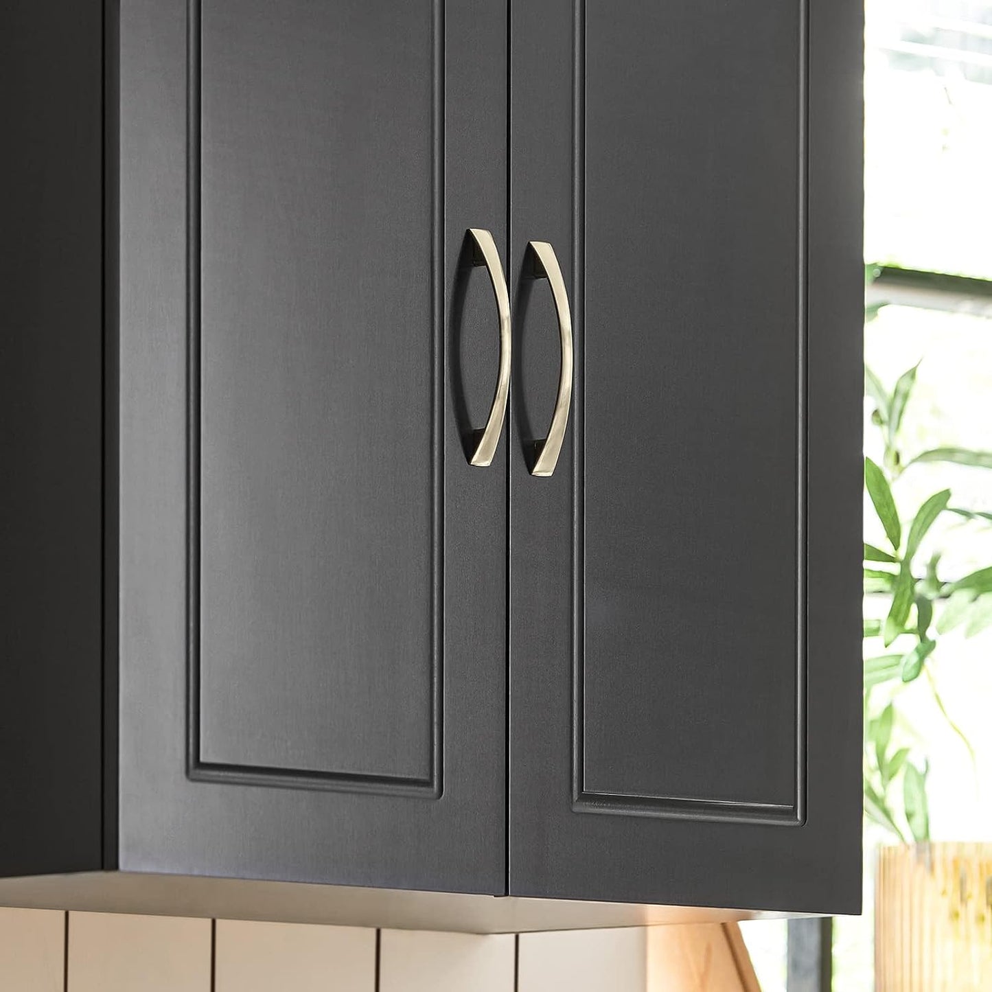 Wall Storage Cabinet Double Doors, Black V178-65683