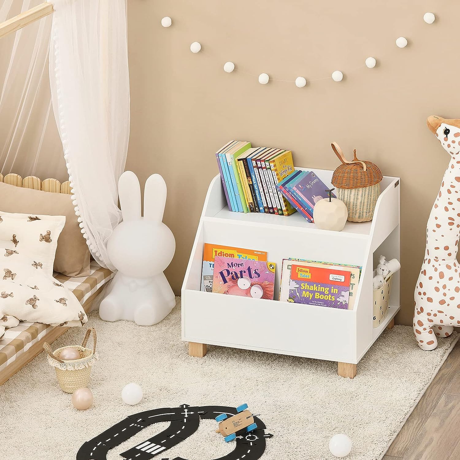 Kids Storage Bookcase 3 Compartments, White V178-66684