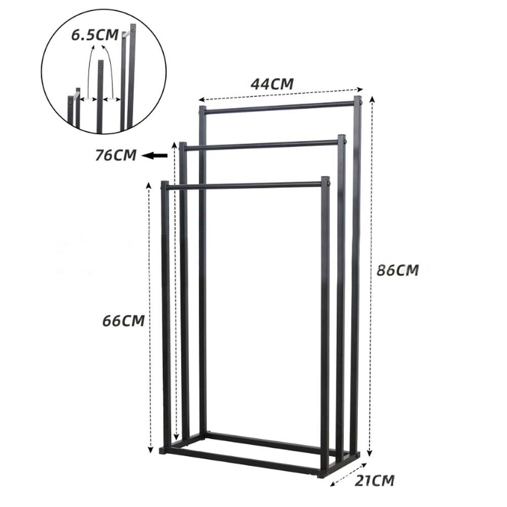 3 Tier Metal Towel Rack Freestanding Bathroom Organizer Rail V178-66700