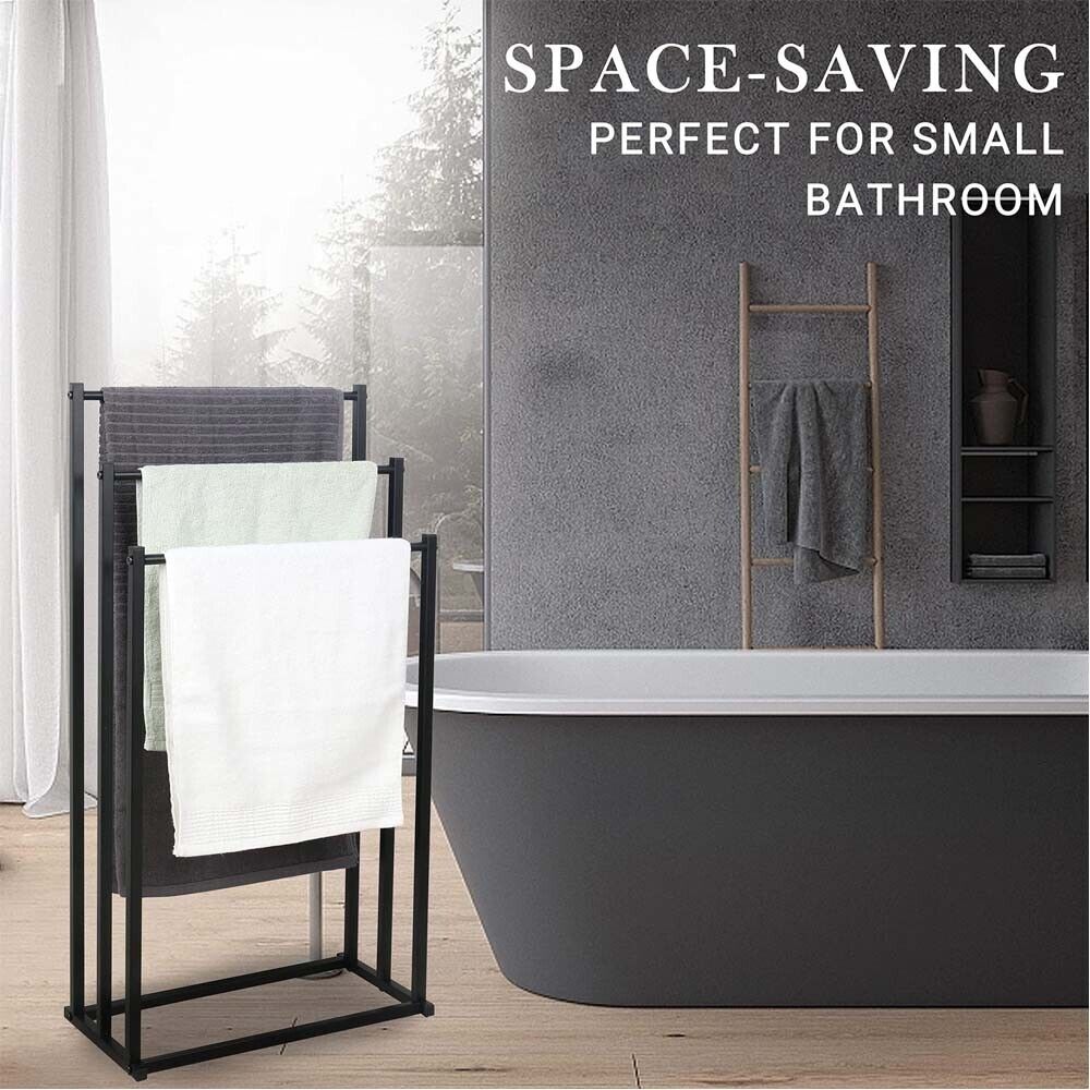 Metal Free Standing Towel Rack 3 Tier Bathroom Rail Shelf Dryer V178-66701