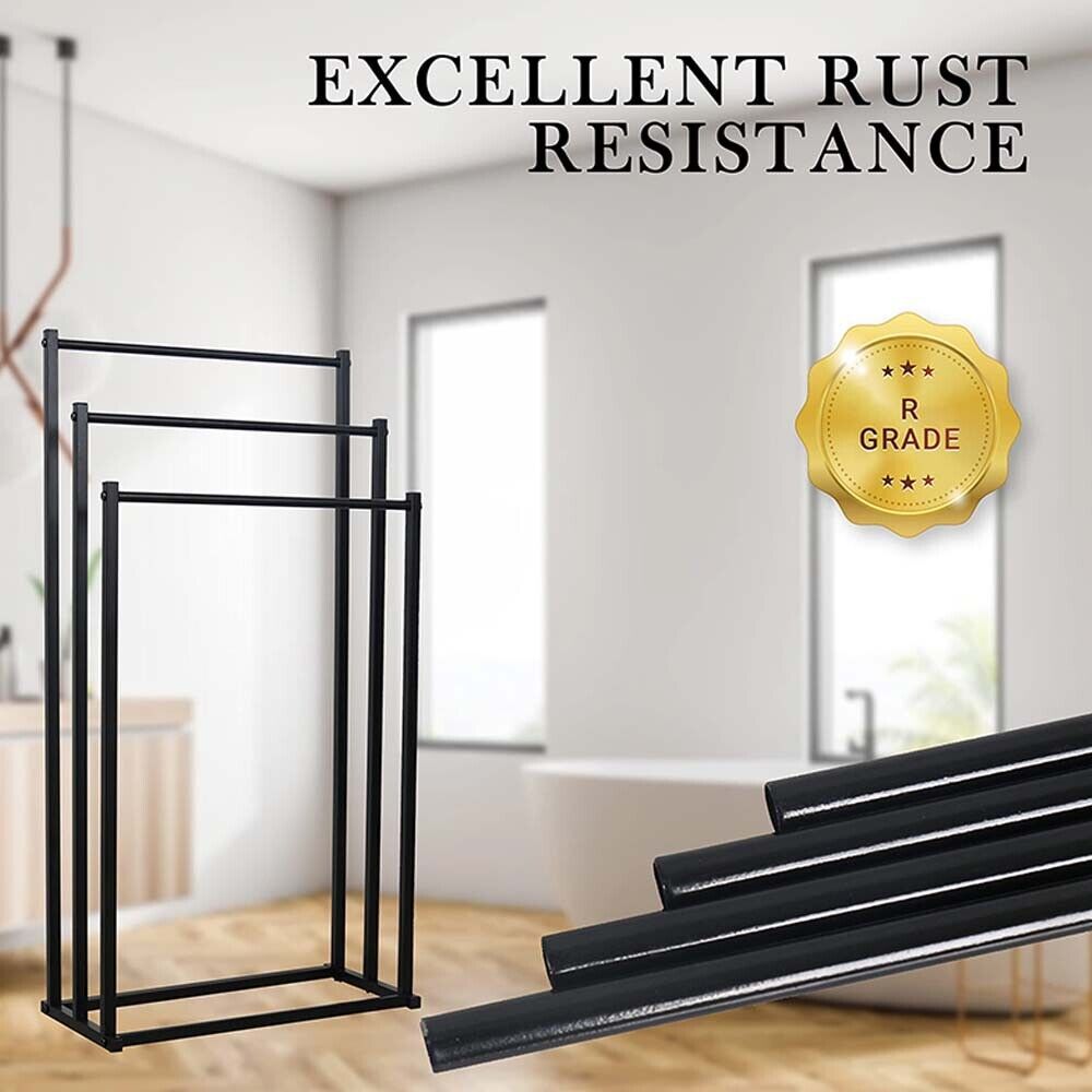 Metal Free Standing Towel Rack 3 Tier Bathroom Rail Shelf Dryer V178-66701