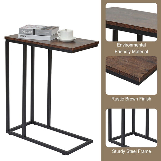 C-Shaped Sofa Side End Table Metal Frame Laptop Tray - All Family V178-66703