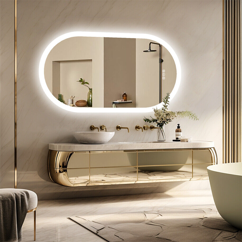 800x500mm LED Bathroom Mirror Oval Anti-Fog Dimmable Wall Mount V178-66708