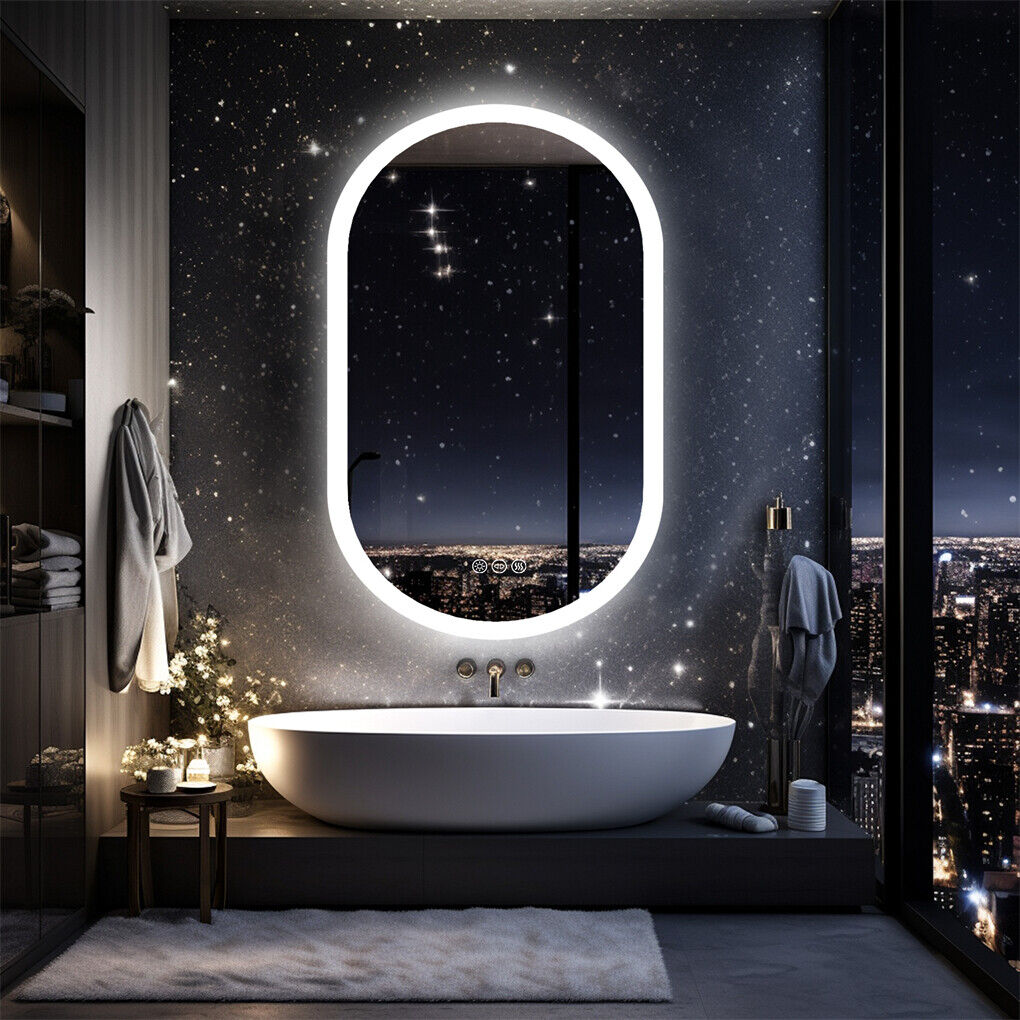 800x500mm LED Bathroom Mirror Oval Anti-Fog Dimmable Wall Mount V178-66708