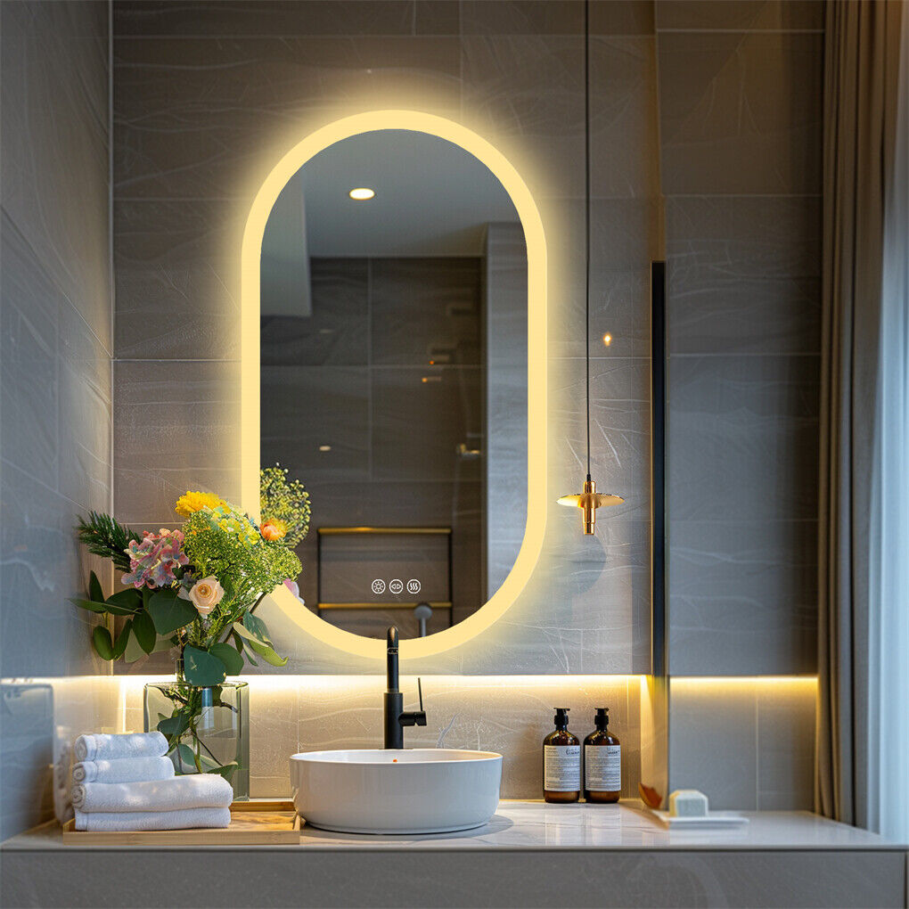 800x500mm LED Bathroom Mirror Oval Anti-Fog Dimmable Wall Mount V178-66708