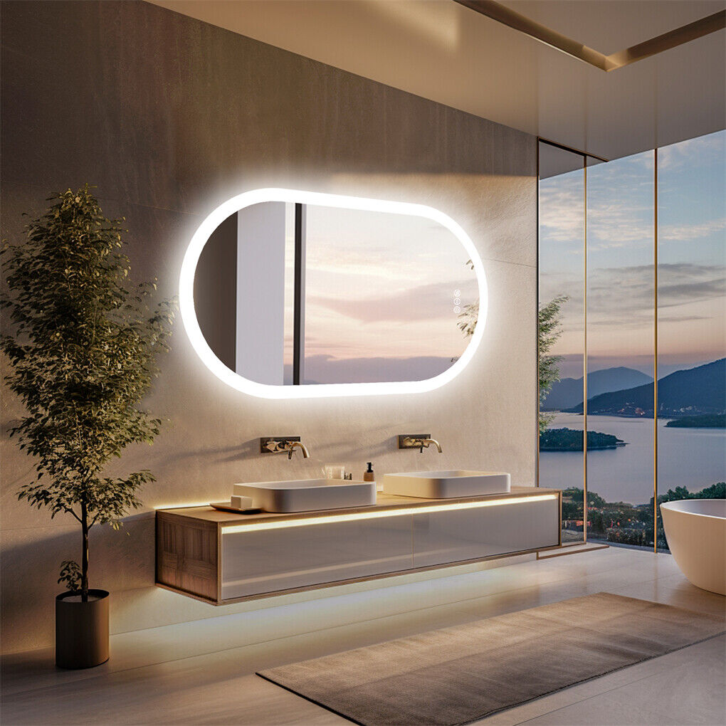 800x500mm LED Bathroom Mirror Oval Anti-Fog Dimmable Wall Mount V178-66708