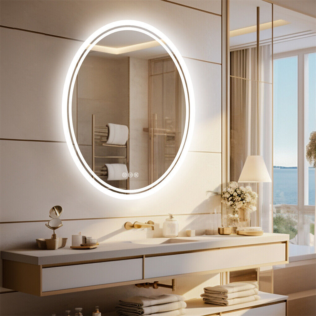 500x700mm LED Bathroom Mirror Oval Dimmable Anti-Fog V178-66711