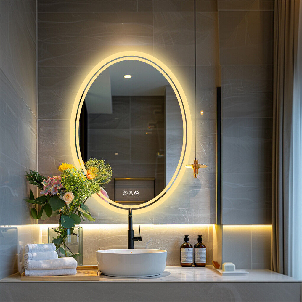 500x700mm LED Bathroom Mirror Oval Dimmable Anti-Fog V178-66711