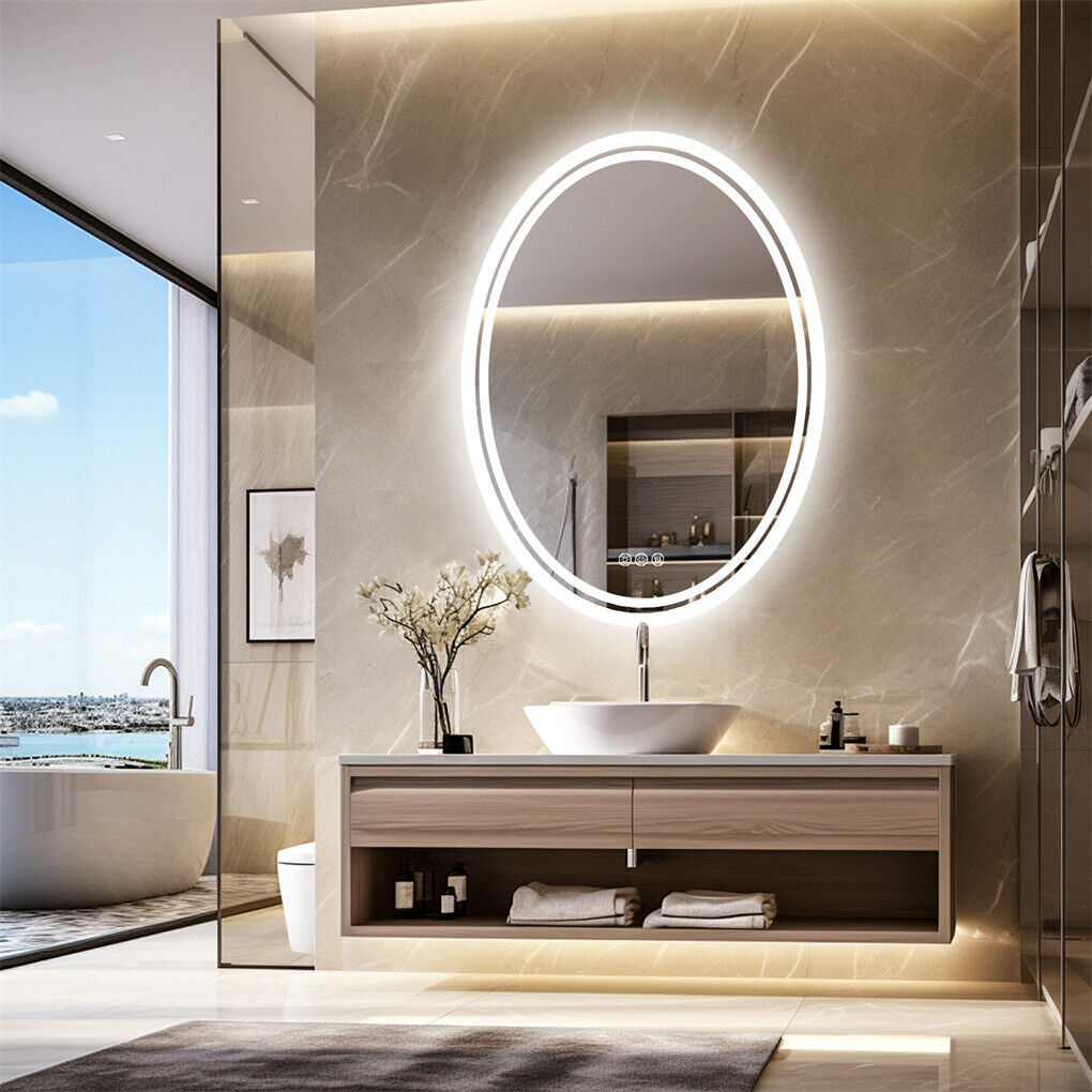 500x700mm LED Bathroom Mirror Oval Dimmable Anti-Fog V178-66711