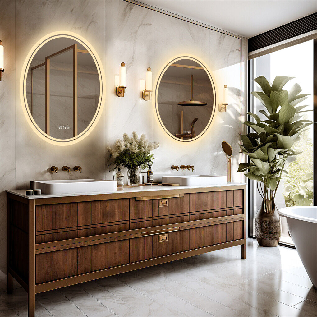 600x800mm LED Bathroom Mirror Oval Anti-Fog Dimmable V178-66712