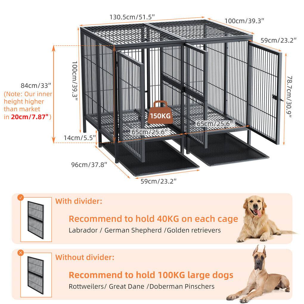 52 XXXL Heavy Duty Dog Cage Large Breed Kennel on Wheels V178-66729