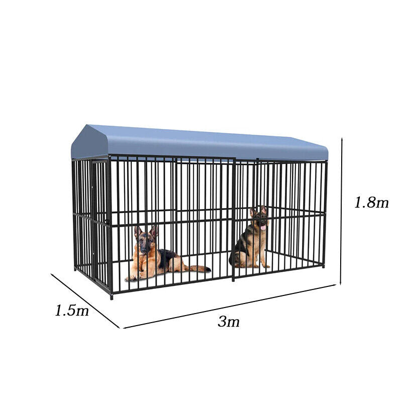 Pawhub Heavy Duty Dog Cage Black Metal Kennel Indoor Outdoor 3M V178-66731