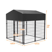 Outdoor Dog Kennel XS Pet Cage with Roof & Cover 127x120x134cm V178-66732