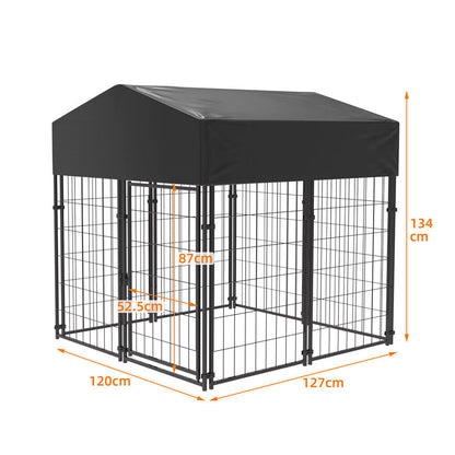 Outdoor Dog Kennel XS Pet Cage with Roof & Cover 127x120x134cm V178-66732
