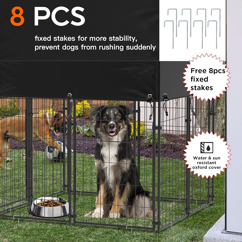 Small Outdoor Dog Kennel Pet Cage with Roof Cover 125x120x165cm V178-66733