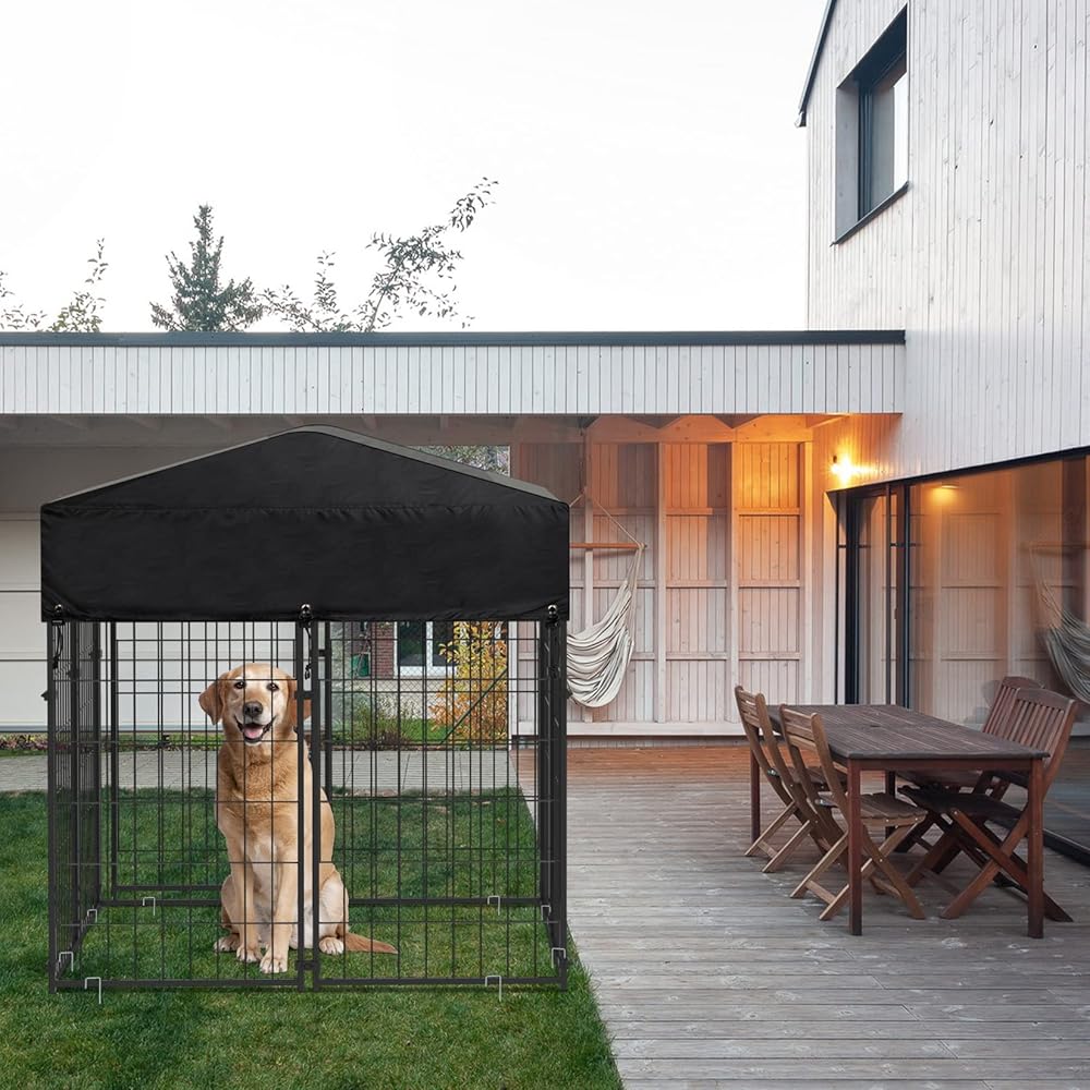 Small Outdoor Dog Kennel Pet Cage with Roof Cover 125x120x165cm V178-66733