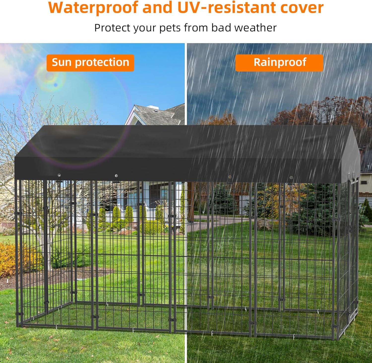 Small Outdoor Dog Kennel Pet Cage with Roof Cover 125x120x165cm V178-66733