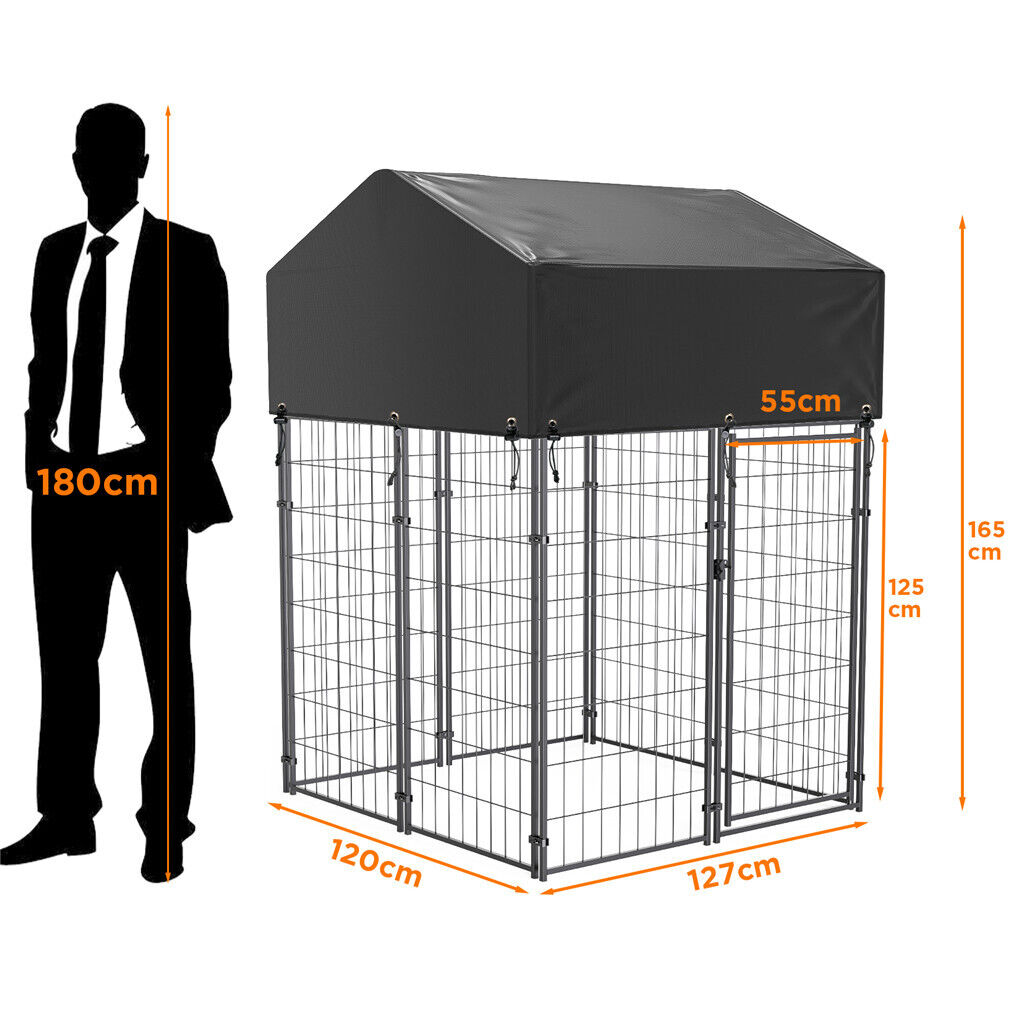 Small Outdoor Dog Kennel Pet Cage with Roof Cover 125x120x165cm V178-66733