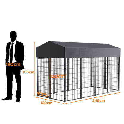 Large Outdoor Dog Kennel 250x120x165cm Pet Cage with Roof V178-66734