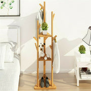 Bamboo Coat Rack Stand with Umbrella Holder - Hanging Storage V178-66737