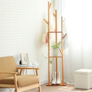 Bamboo Coat Rack Stand with Umbrella Holder - Hanging Storage V178-66737