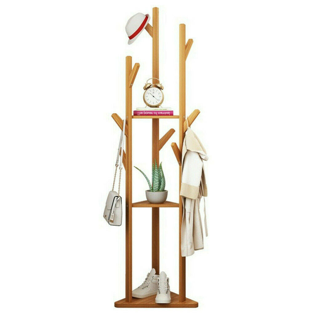 Bamboo Coat Rack Stand with Umbrella Holder - Hanging Storage V178-66737