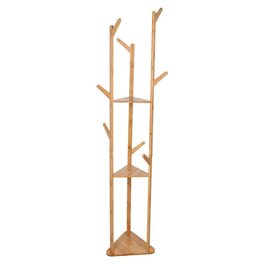 Bamboo Coat Rack Stand with Umbrella Holder - Hanging Storage V178-66737
