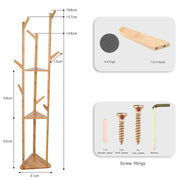 Bamboo Coat Rack Stand with Umbrella Holder - Hanging Storage V178-66737