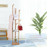 Bamboo Coat Rack Stand with Umbrella Holder - Hanging Storage V178-66737