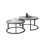 Set of 2 Grey Marble Nesting Coffee Tables 60/80cm V178-66738