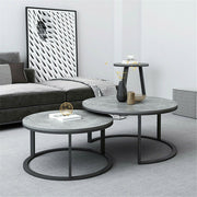 Set of 2 Grey Marble Nesting Coffee Tables 60/80cm V178-66738