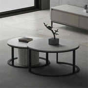 Set of 2 Grey Marble Nesting Coffee Tables 60/80cm V178-66738