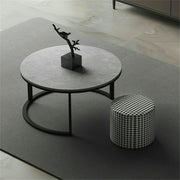 Set of 2 Grey Marble Nesting Coffee Tables 60/80cm V178-66738
