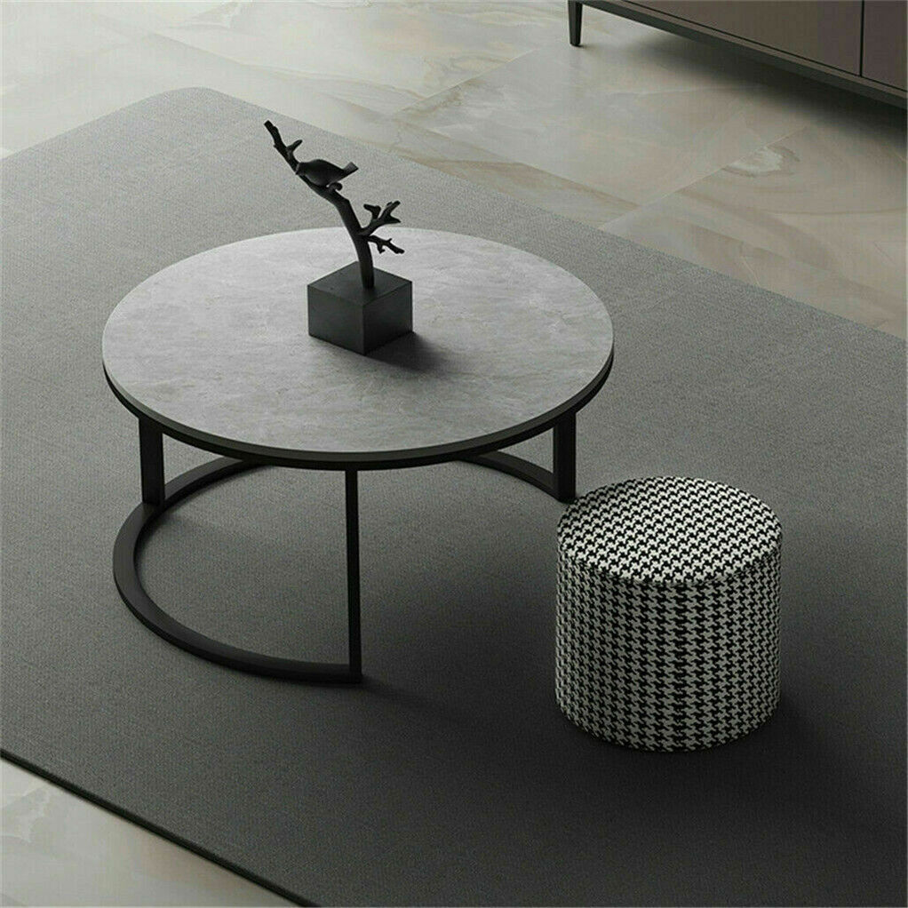 Set of 2 Grey Marble Nesting Coffee Tables 60/80cm V178-66738