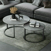 Set of 2 Grey Marble Nesting Coffee Tables 60/80cm V178-66738