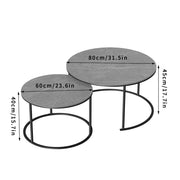 Set of 2 Grey Marble Nesting Coffee Tables 60/80cm V178-66738