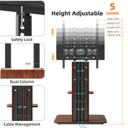 Heavy Duty TV Floor Stand Adjustable Mount 65 Black Brown V178-66739