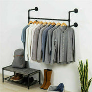 Iron Wall Mounted Clothes Rack with Shelf Garment Display V178-66744