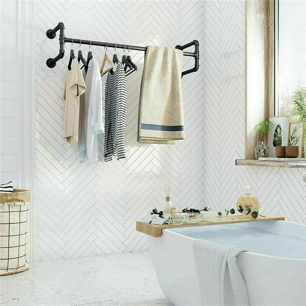 Iron Wall Mounted Clothes Rack with Shelf Garment Display V178-66744