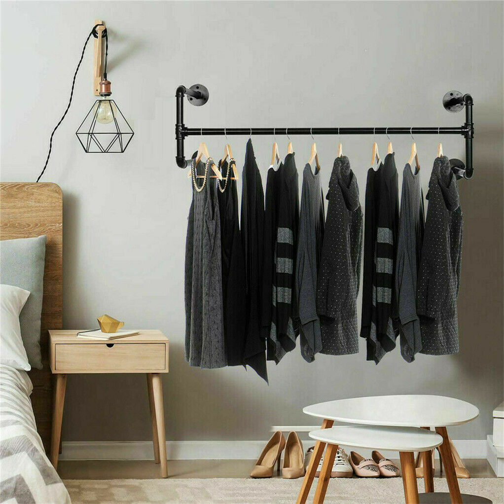 Iron Wall Mounted Clothes Rack with Shelf Garment Display V178-66744