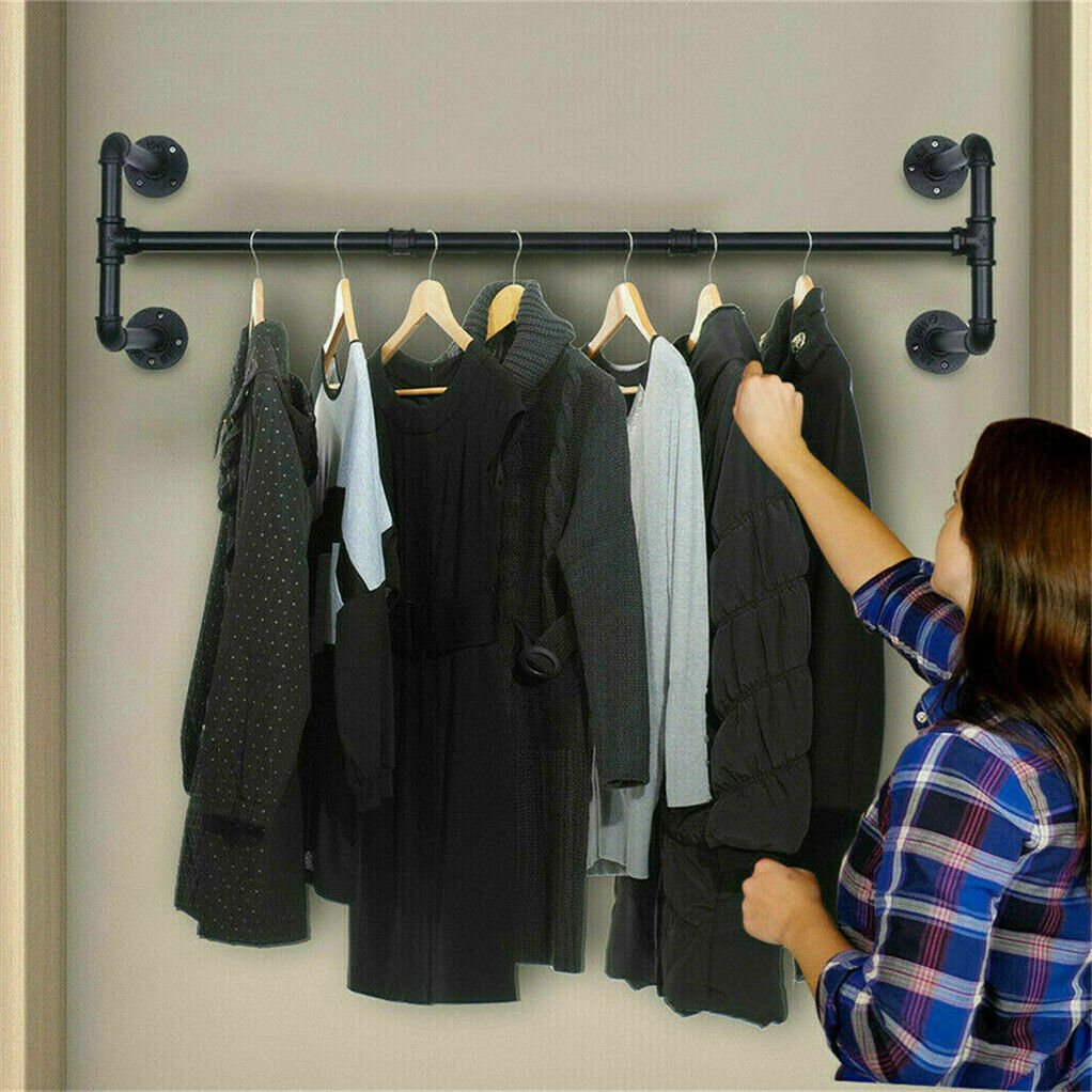 Iron Wall Mounted Clothes Rack with Shelf Garment Display V178-66744