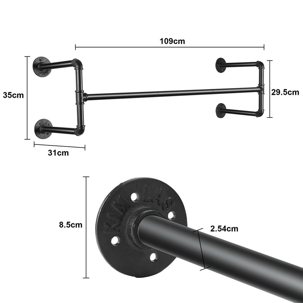 Iron Wall Mounted Clothes Rack with Shelf Garment Display V178-66744