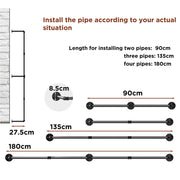 Industrial Iron Pipe Clothes Rail Vintage Wall Shelf V178-66745