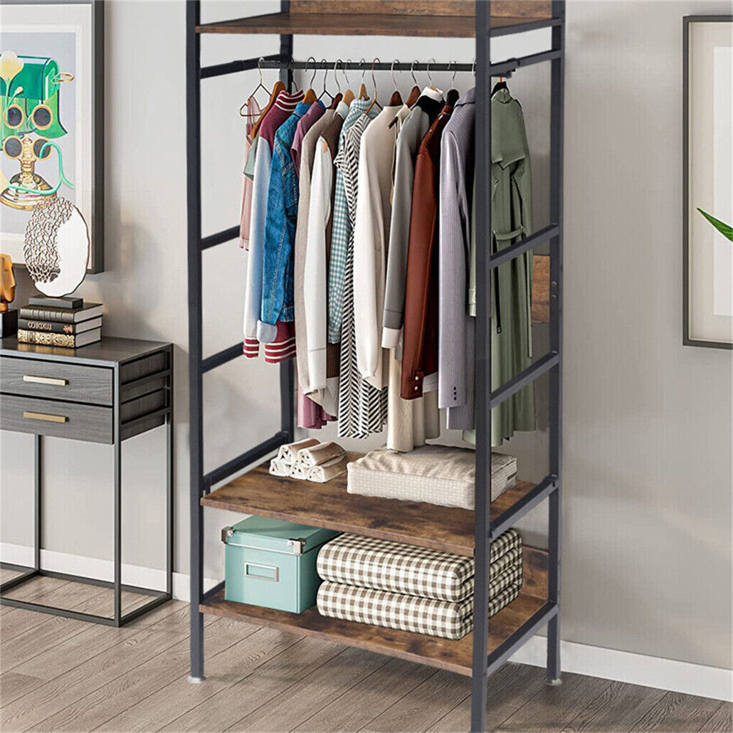 Metal Garment Rack Coat Stand MDF & Iron Organizer V178-66746
