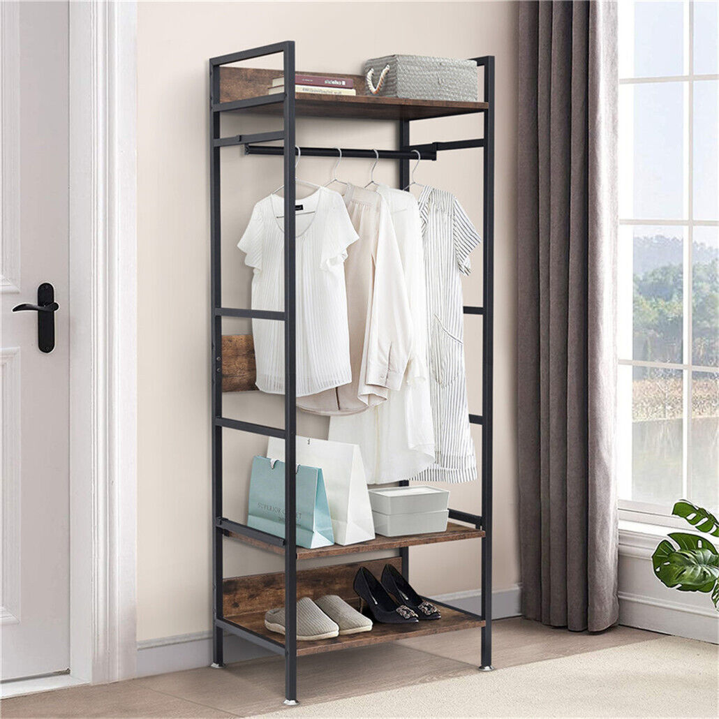 Metal Garment Rack Coat Stand MDF & Iron Organizer V178-66746