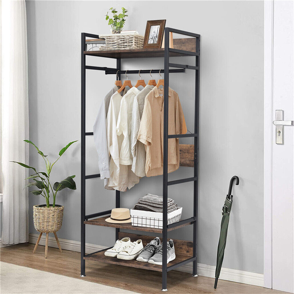 Metal Garment Rack Coat Stand MDF & Iron Organizer V178-66746