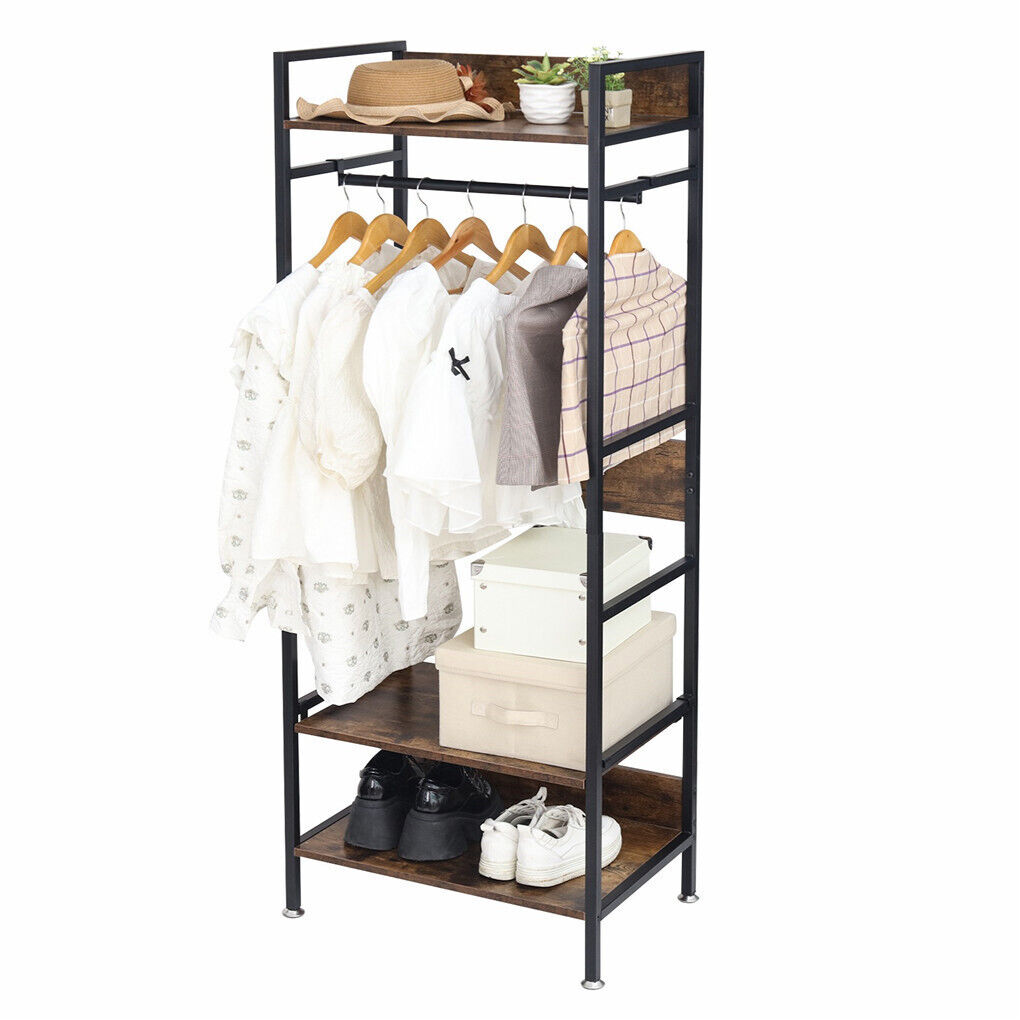 Metal Garment Rack Coat Stand MDF & Iron Organizer V178-66746